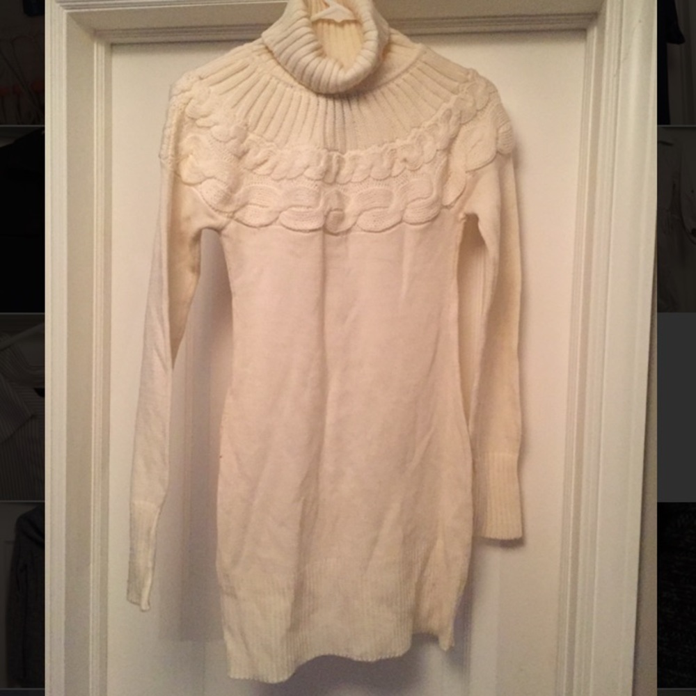 Cream Cable Knit Sweater Dress